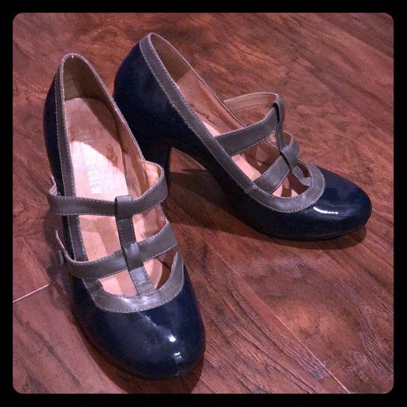 chelsea crew Shoes - Navy Blue and Grey T-Straps Mary Janes